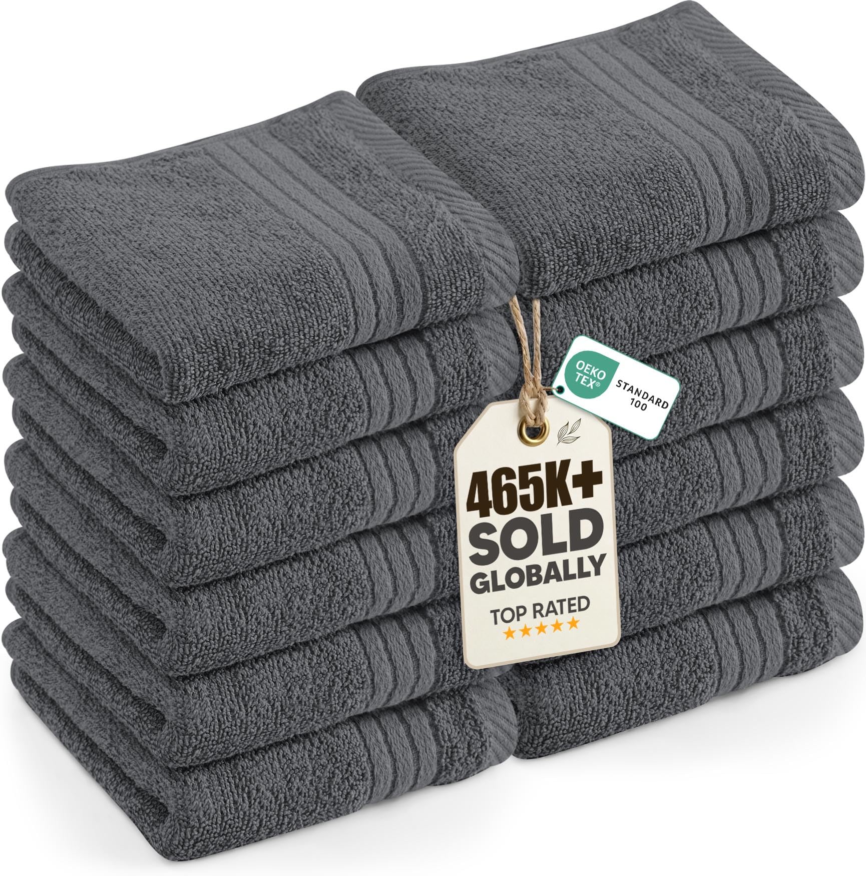 Utopia Towels 12 Pack Premium Wash Cloths Set, 12 by 12 Inches, 100% Cotton Ring Spun, Highly Absorbent and Soft Feel Washcloths for Bathroom, Spa, Gym, and Face, Grey 🍁 All In One Marketplace Canada