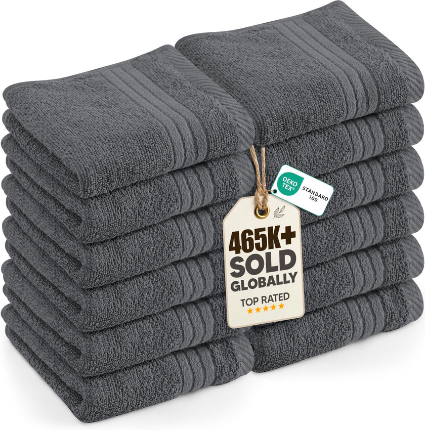 Utopia Towels 12 Pack Premium Wash Cloths Set, 12 by 12 Inches, 100% Cotton Ring Spun, Highly Absorbent and Soft Feel Washcloths for Bathroom, Spa, Gym, and Face, Grey 🍁 All In One Marketplace Canada