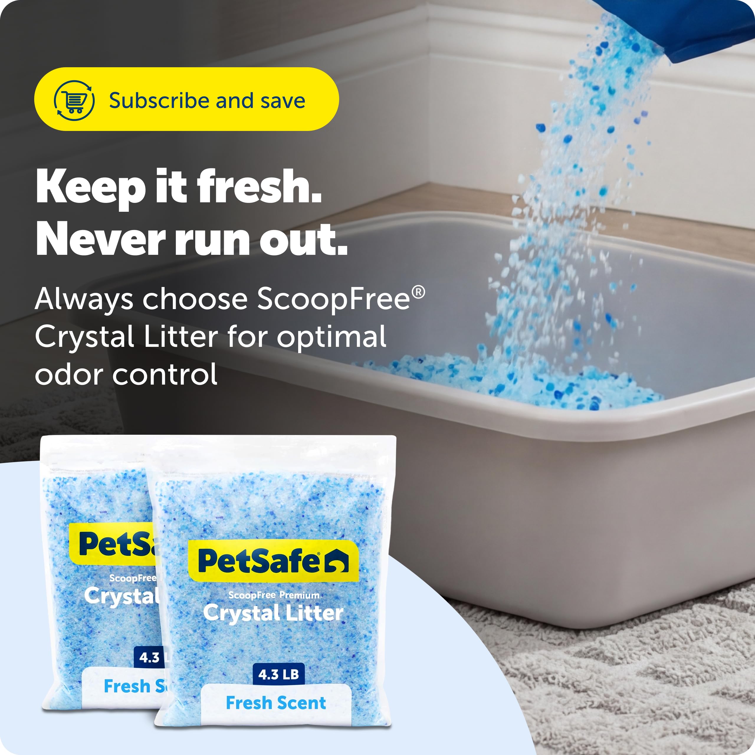PetSafe ScoopFree Premium Blue Crystal Litter, Superior Odor Control - Low Tracking for Less Mess - Lasts Up to 1 Month (2 Pack of 4.3 Lb Bag) 🍁 All In One Marketplace Canada