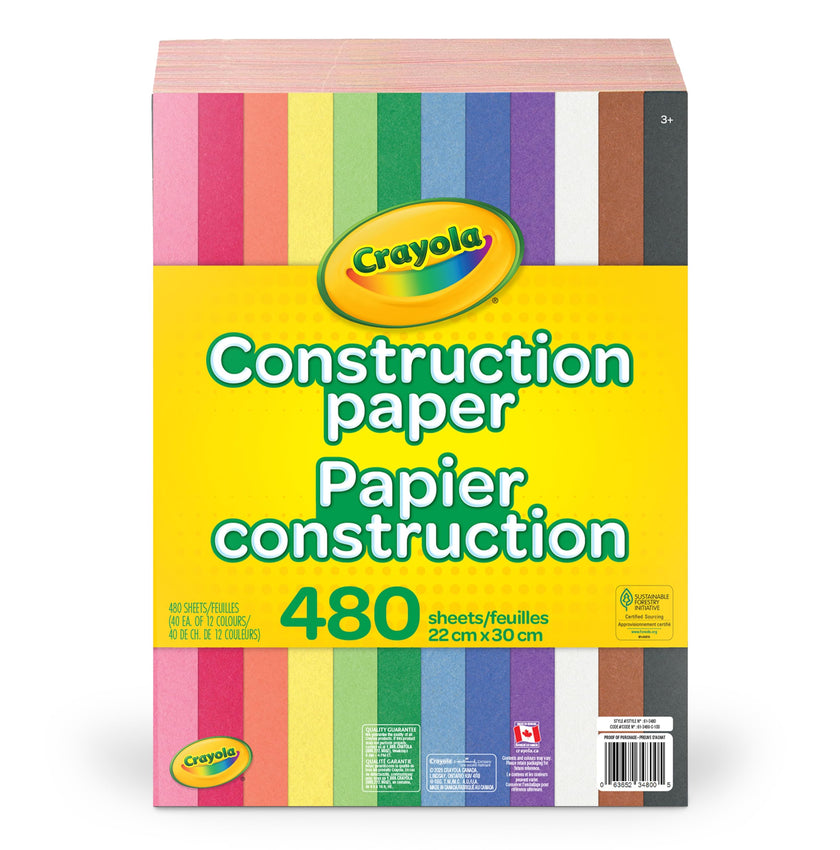 Crayola Construction Paper Bulk Pack (480 Sheets) – 12 Assorted Colours, 9x12, Teacher School Supplies & Classroom Must Haves, Card Making Craft Supplies, Art Paper 🍁 All In One Marketplace Canada