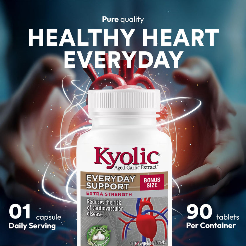 Kyolic Odourless Aged Garlic Extract - 90 Tablets Extra Strength 1000mg - Cardiovascular Supplement - Kyolic Cardiovascular Health -Garlic Extract Supplement - 90 Day-Supply 🍁 All In One Marketplace Canada