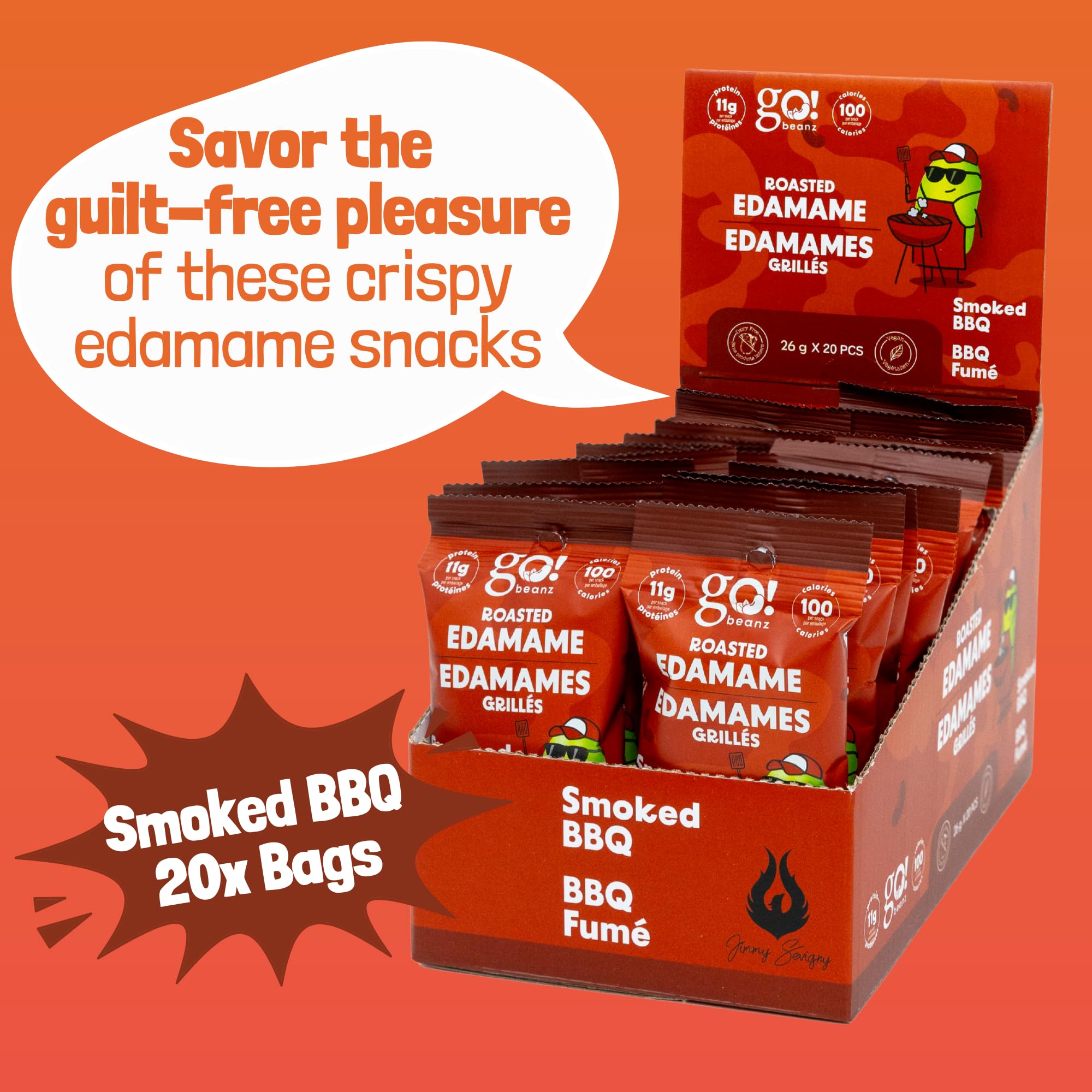GoBeanz Crunchy Roasted Edamame, Tasty Smoked BBQ, High Protein Healthy Snack, For Adults & Kids, 20 Single Serve Packs, Low calorie, Low Sugar Plant Based, Salty Snacks 🍁 All In One Marketplace Canada