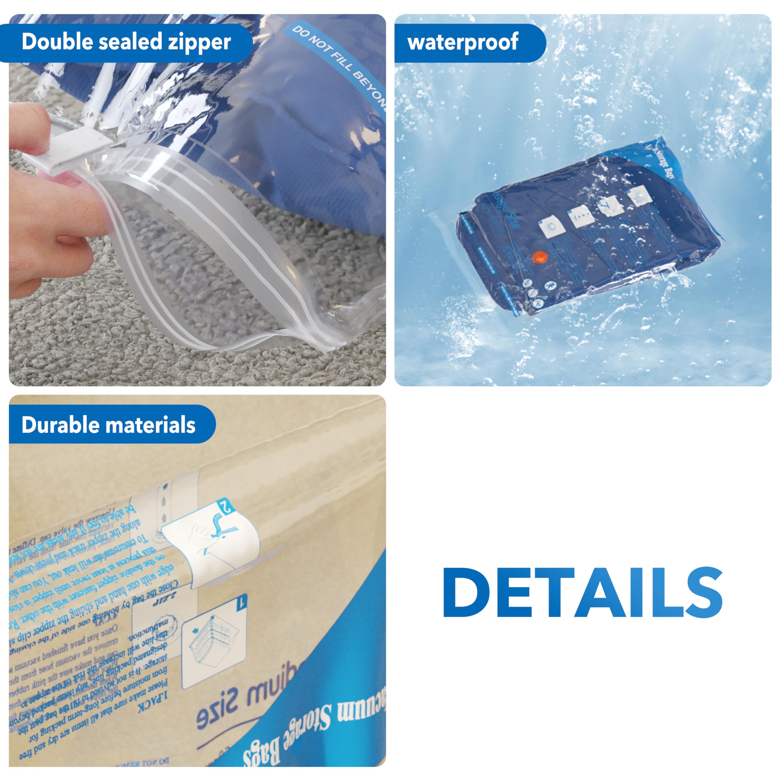 8 Pack Vacuum Storage Bags with Electric Air Pump，2 jumbo,2 large,2 midium,2 small bags,travel vacuum bags for luggage,vacuum seal bags for clothing travel 🍁 All In One Marketplace Canada