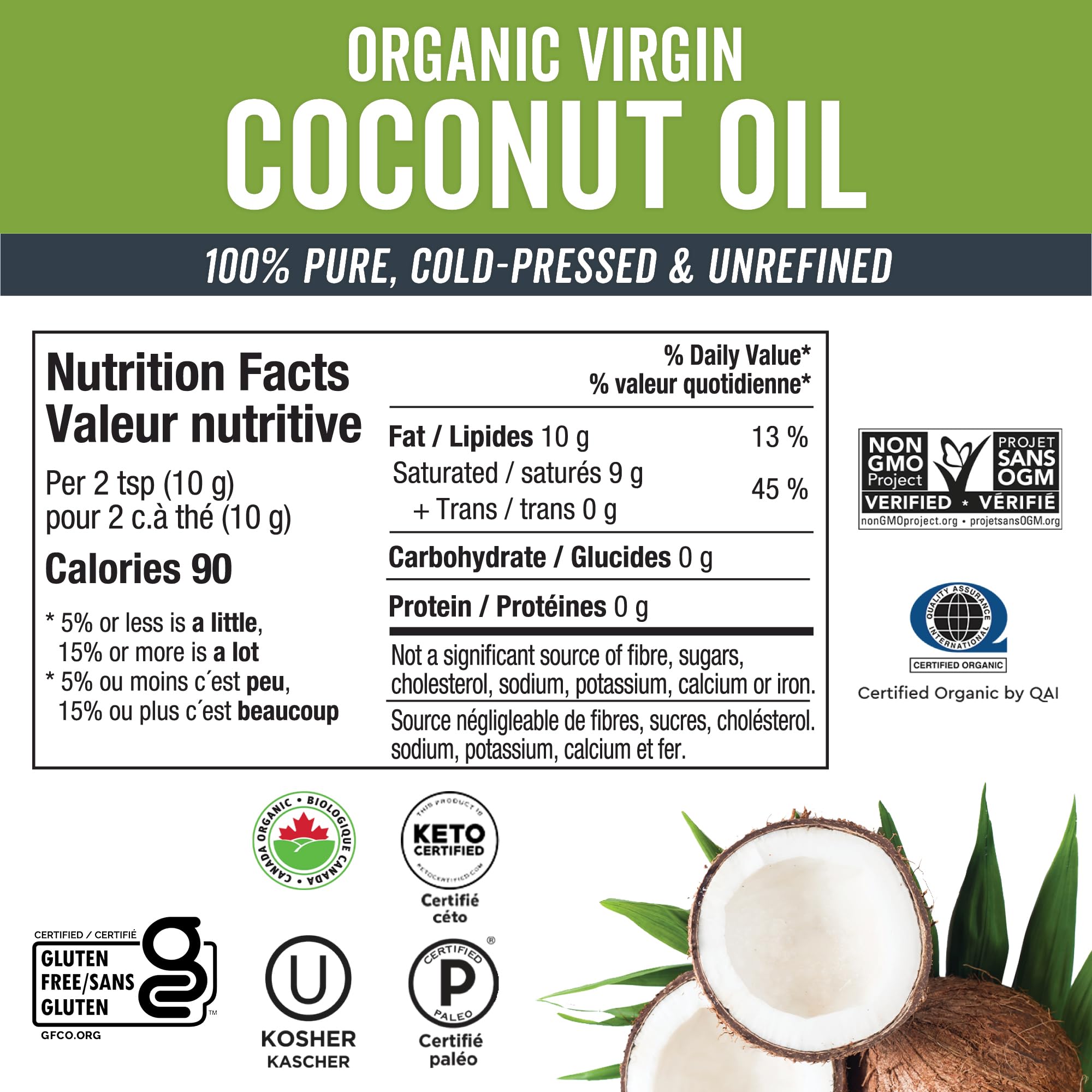 Viva Naturals Organic Virgin Coconut Oil, 32 fl oz (946 mL) – Coconut Oil for Hair, Skin, Cooking & Baking – Cold-Pressed, Unrefined & Non-GMO – Keto & Paleo Certified – BPA-Free Jar 🍁 All In One Marketplace Canada
