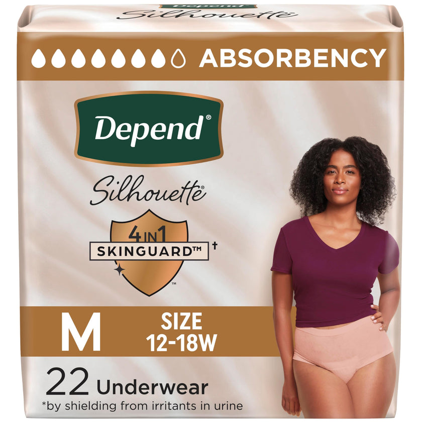 Depend Silhouette Adult Incontinence Underwear for Women, Maximum Absorbency, Medium, Pink, 22 Count 🍁 All In One Marketplace Canada