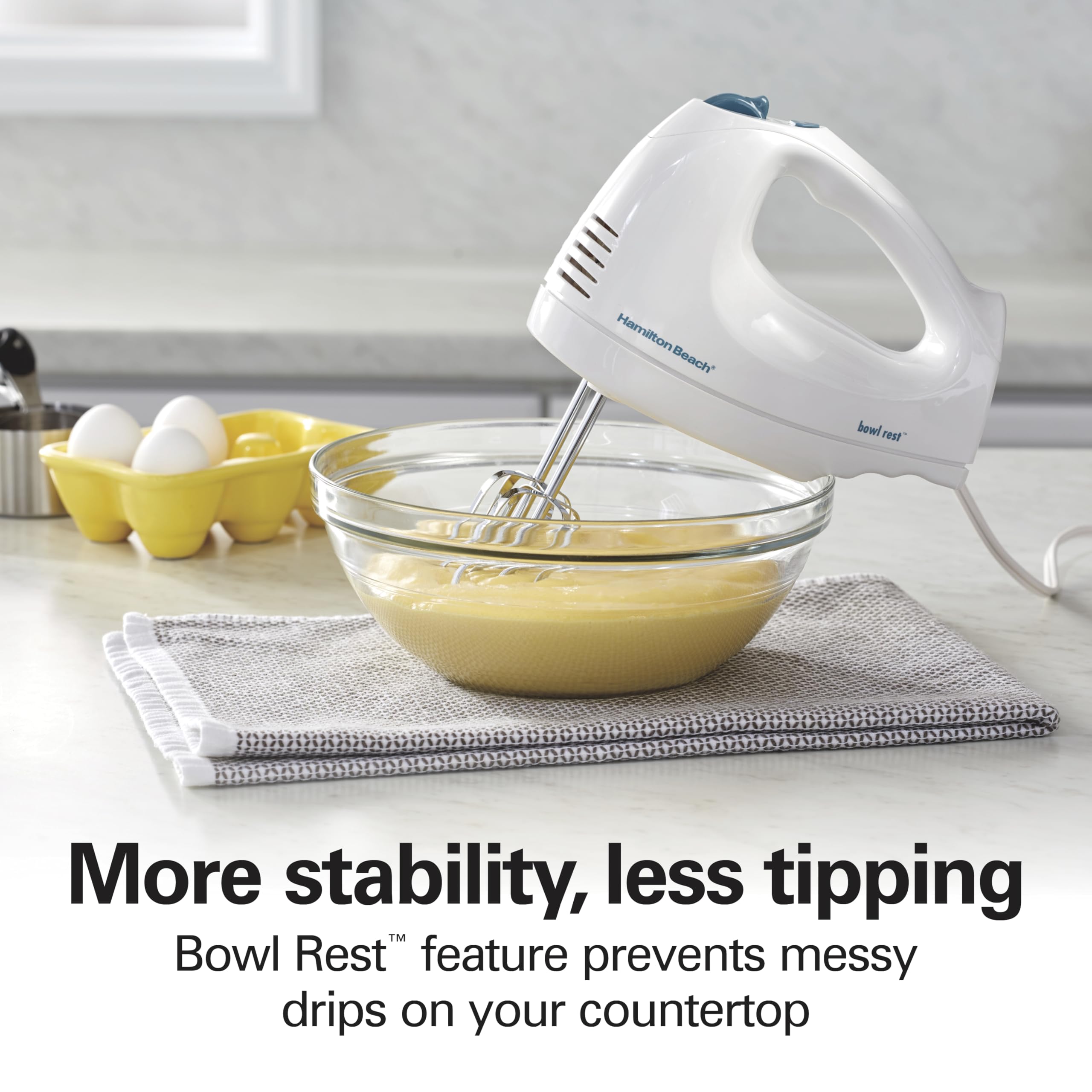 Hamilton Beach 6-Speed Electric Hand Mixer for Baking, 250W, QuickBurst, Snap-On Storage Case, Traditional Beaters & Whisk, White (62682G) 🍁 All In One Marketplace Canada