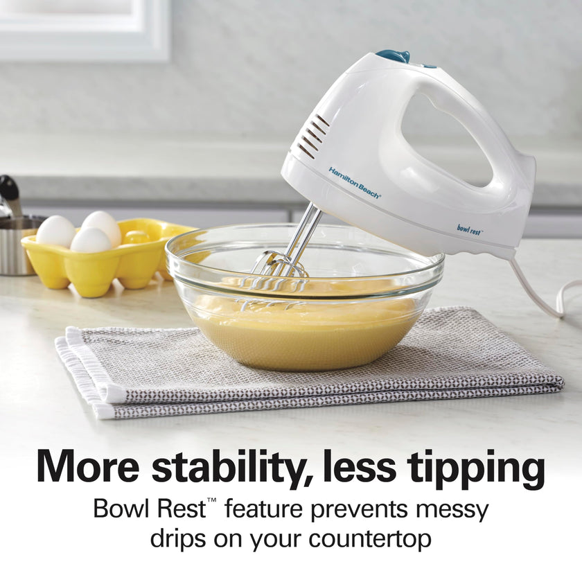Hamilton Beach 6-Speed Electric Hand Mixer for Baking, 250W, QuickBurst, Snap-On Storage Case, Traditional Beaters & Whisk, White (62682G) 🍁 All In One Marketplace Canada
