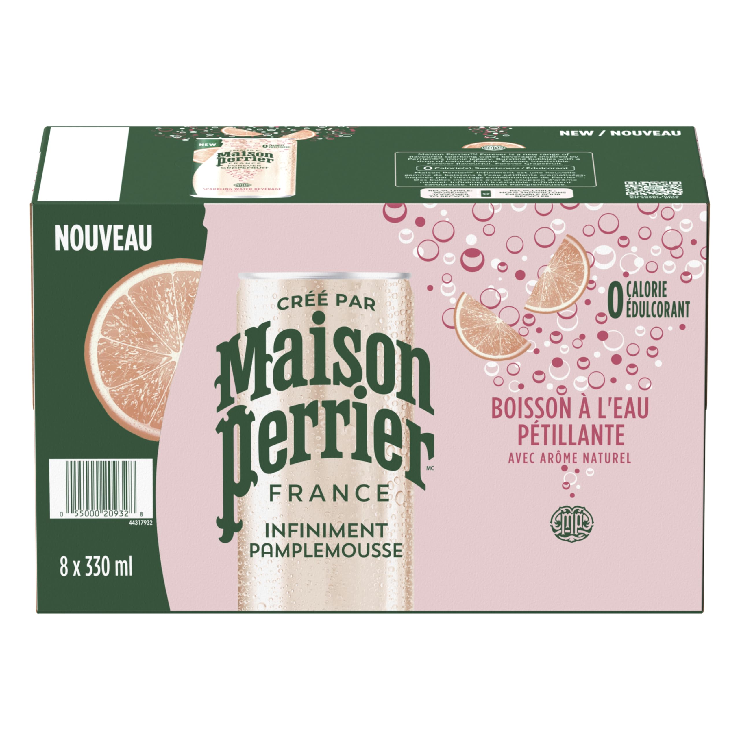 Maison Perrier Forever Grapefruit, Sparkling Water Beverage, 24 x 330ml 🍁 All In One Marketplace Canada