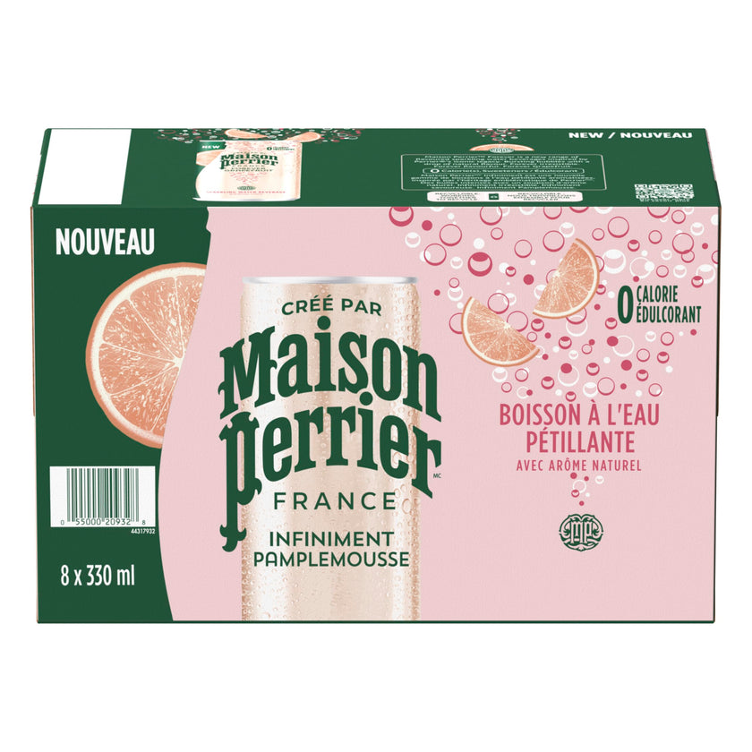 Maison Perrier Forever Grapefruit, Sparkling Water Beverage, 24 x 330ml 🍁 All In One Marketplace Canada