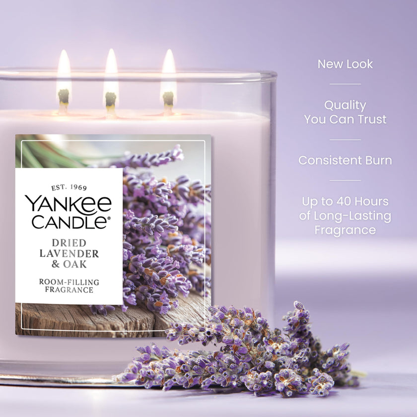 Yankee Candle 3 Wick Candle Jar, Scented Candle with up to 40 Hours of Burn Time, Premium Plant Wax Blend for Consistent Long Lasting Scent from First to Last Burn, Dried Lavender & Oak 🍁 All In One Marketplace Canada