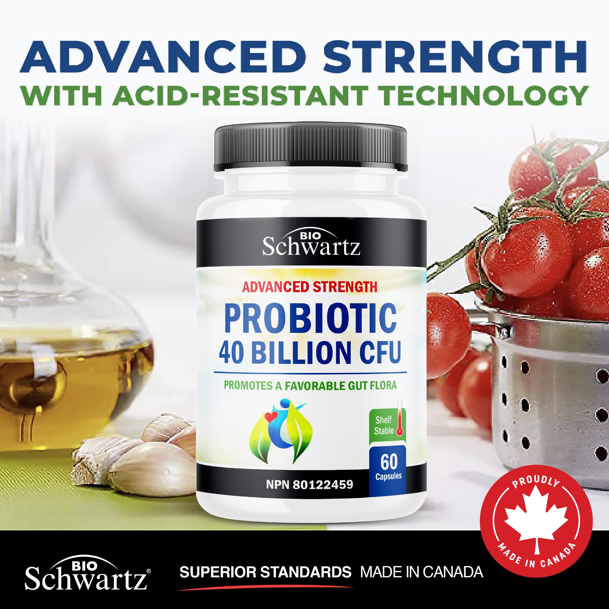 Probiotic 40 Billion CFU - Synbiotics Gut Health - Proudly Canadian Made - Bloating Relief & Digestive Health Support - Guaranteed Potency Probiotics for Men & Women - Shelf Stable, Non-GMO, 60ct 🍁 All In One Marketplace Canada