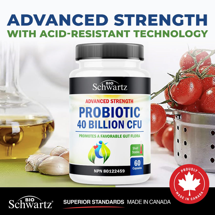 Probiotic 40 Billion CFU - Synbiotics Gut Health - Proudly Canadian Made - Bloating Relief & Digestive Health Support - Guaranteed Potency Probiotics for Men & Women - Shelf Stable, Non-GMO, 60ct 🍁 All In One Marketplace Canada