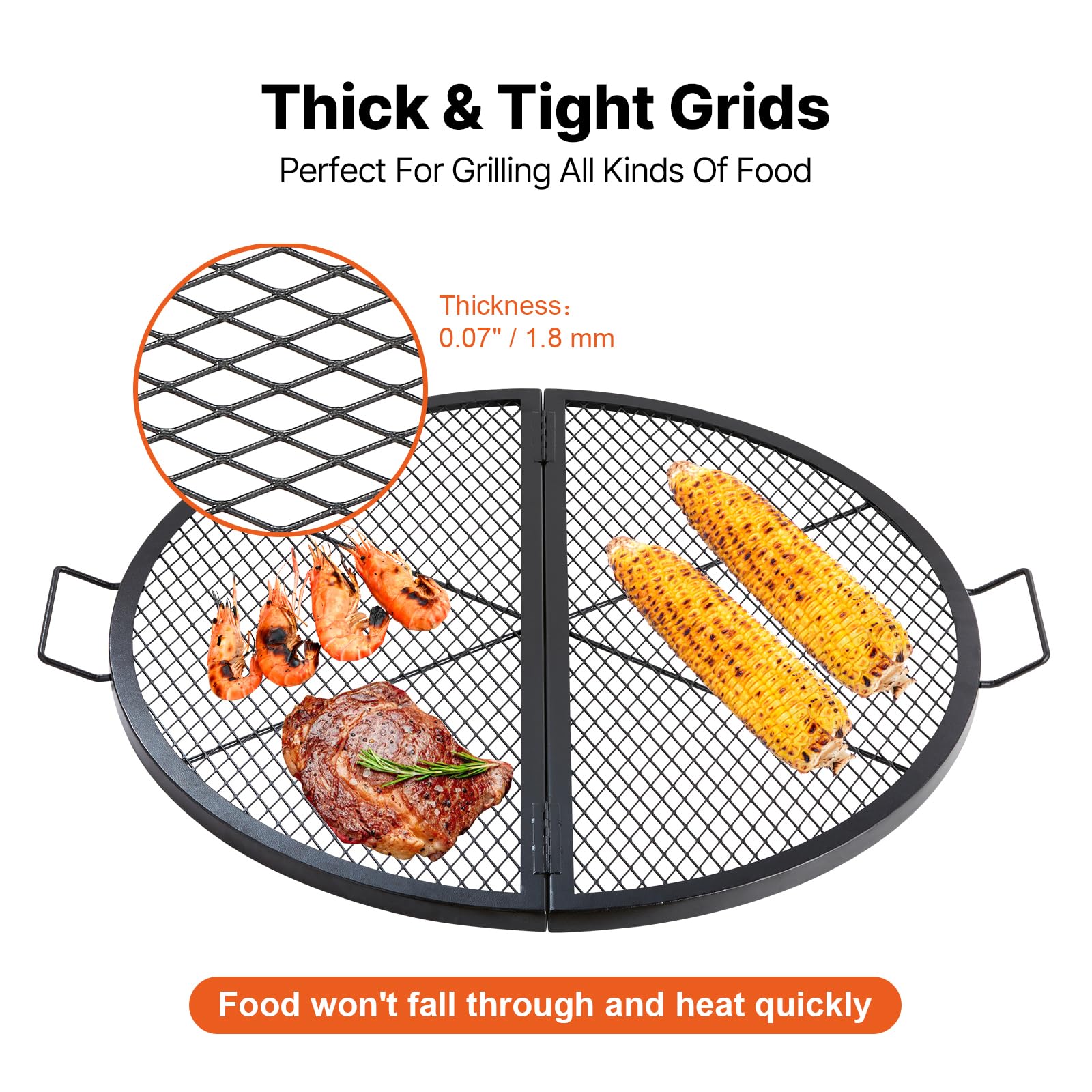 VEVOR X-Marks Fire Pit Grill Grate, Foldable Round Cooking Grate, Heavy Duty Steel Campfire BBQ Grill Grid with Handle and Support X Wire, Portable Camping Cookware for Outside Party, 36 Inch Black 🍁 All In One Marketplace Canada