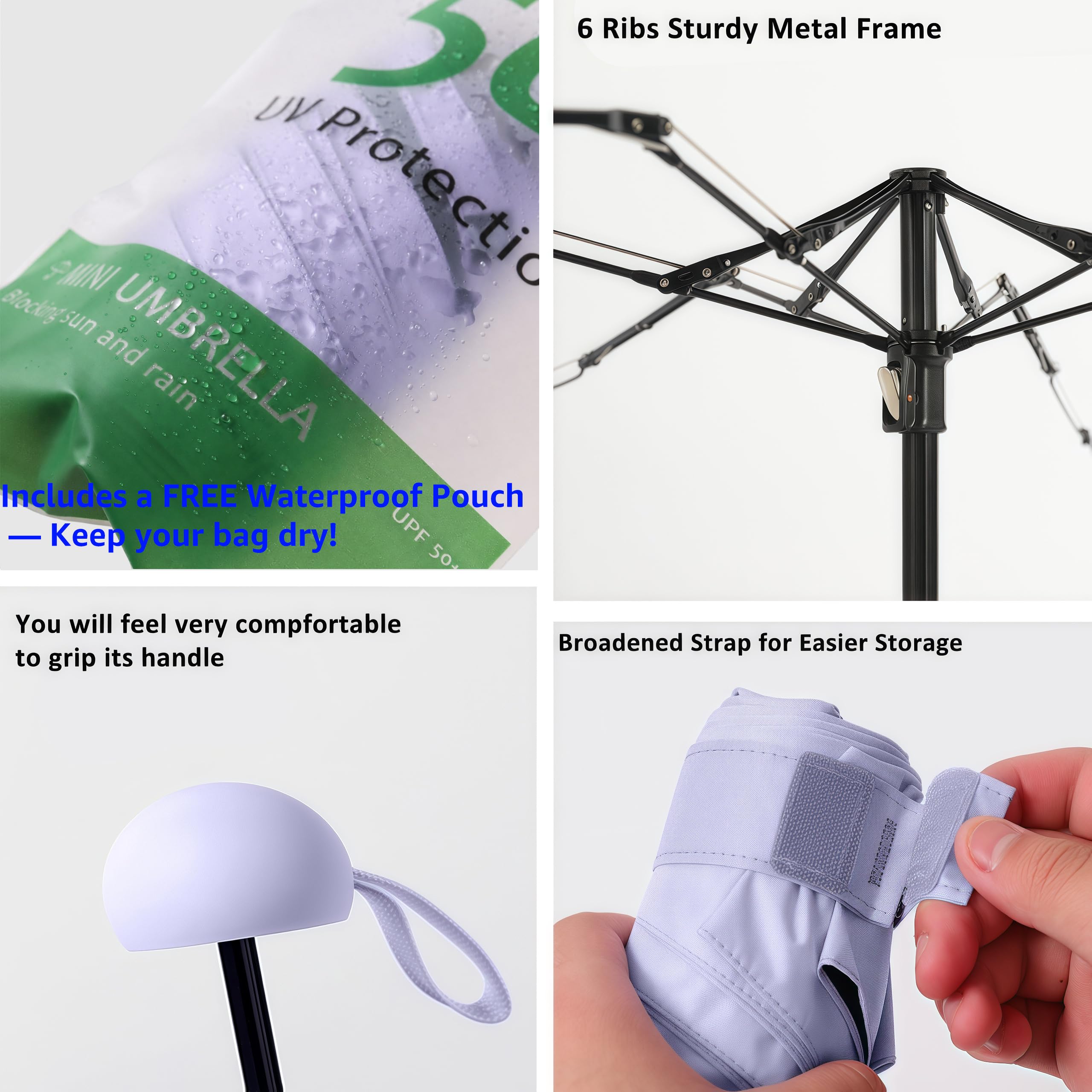 BAODINI Travel Mini Umbrella for Purse With Case-Small Compact UV Umbrella Protection Sun-Lightweight Tiny Pocket Umbrella Sun Blocking for Women, Girls and Men 🍁 All In One Marketplace Canada