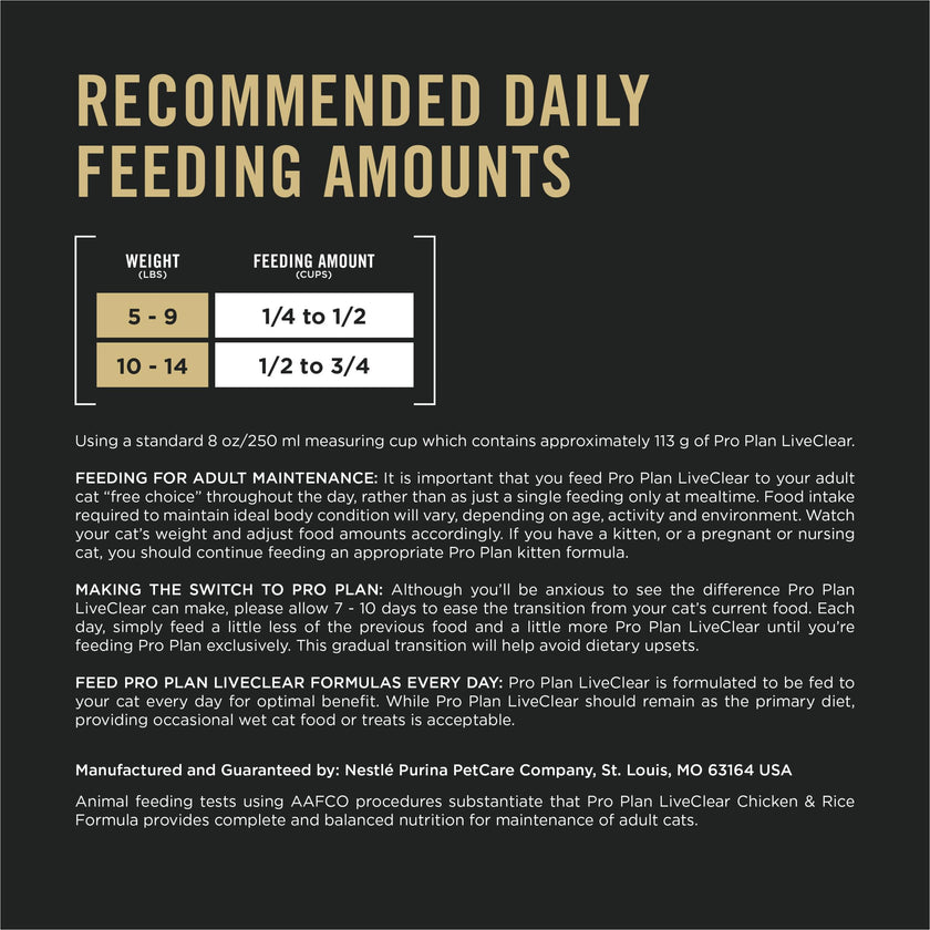 Purina Pro Plan Specialized LiveClear Dry Cat Food, Chicken & Rice - 7.26 kg Bag (1 Pack) 🍁 All In One Marketplace Canada