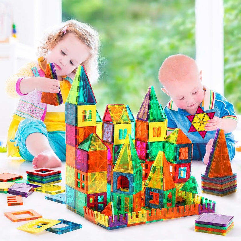 Magnetic Tiles, 110PCS Magnet Building Set, Magnetic Building Blocks,Construction STEM Toys for Kids, Gift for Boys Girls 🍁 All In One Marketplace Canada