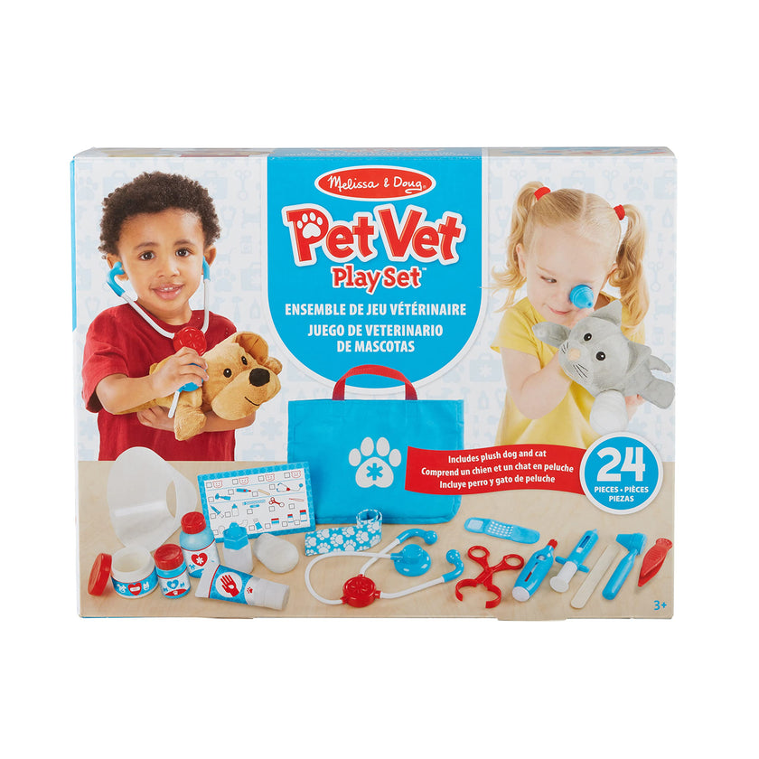 Melissa & Doug Examine and Treat Pet Vet Play Set, 24-Piece Animal Doctor Playset with Dog & Cat Plushies, Pet Doctor Kit & Accessories, Preschool Toys for Girls & Boys Ages 3+ 🍁 All In One Marketplace Canada