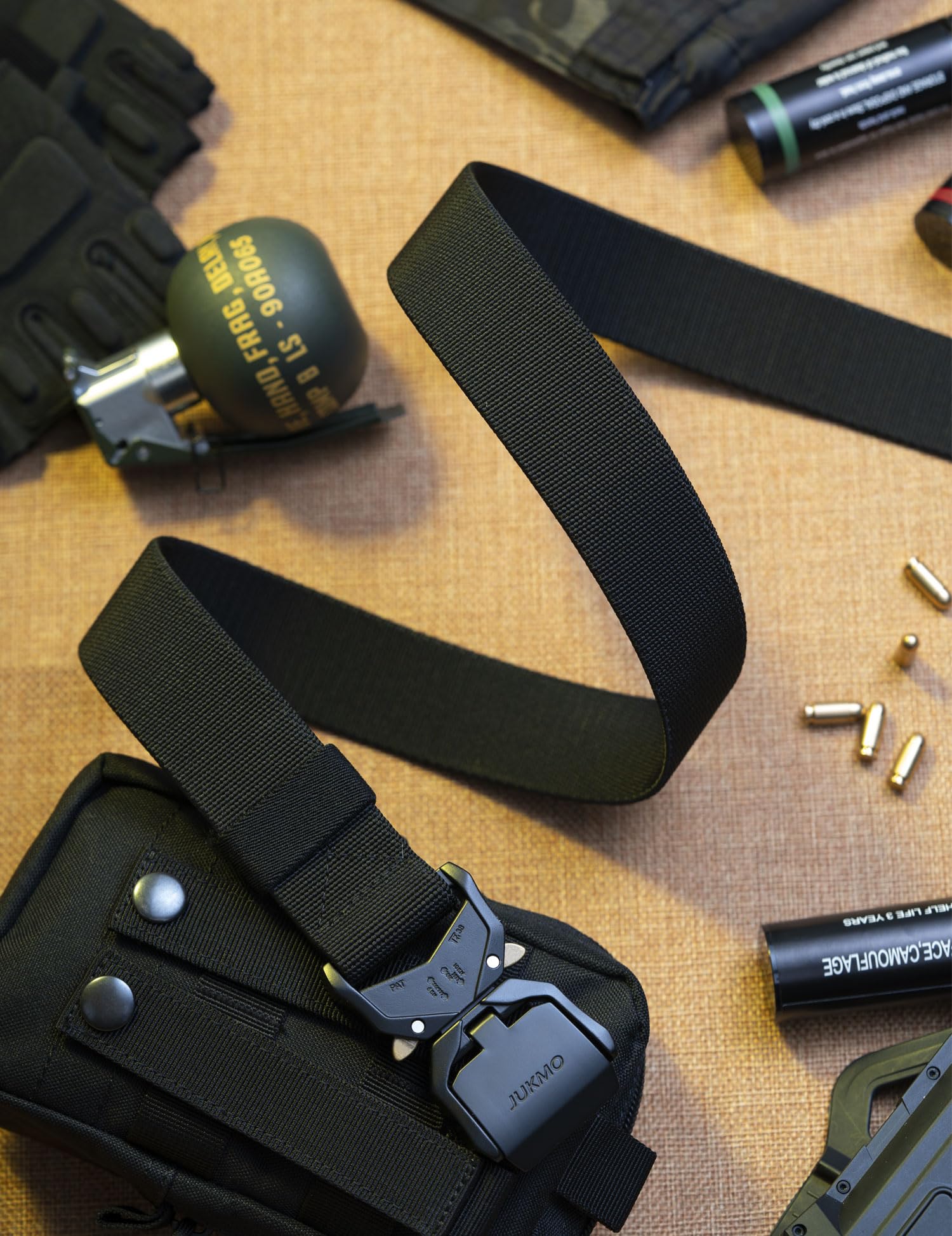 JUKMO Tactical Belt, Military Hiking Rigger 1.5 inches Nylon Web Work Belt with Heavy Duty Quick Release Buckle (Black, Small) 🍁 All In One Marketplace Canada
