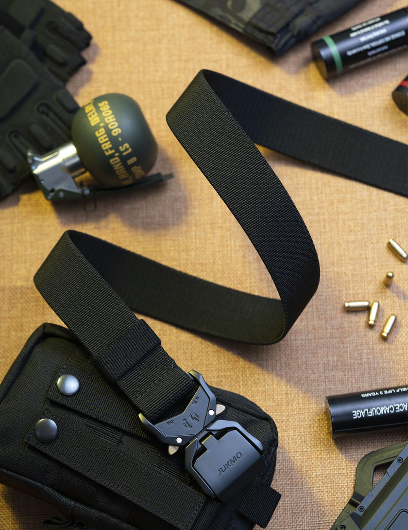 JUKMO Tactical Belt, Military Hiking Rigger 1.5 inches Nylon Web Work Belt with Heavy Duty Quick Release Buckle (Black, Small) 🍁 All In One Marketplace Canada