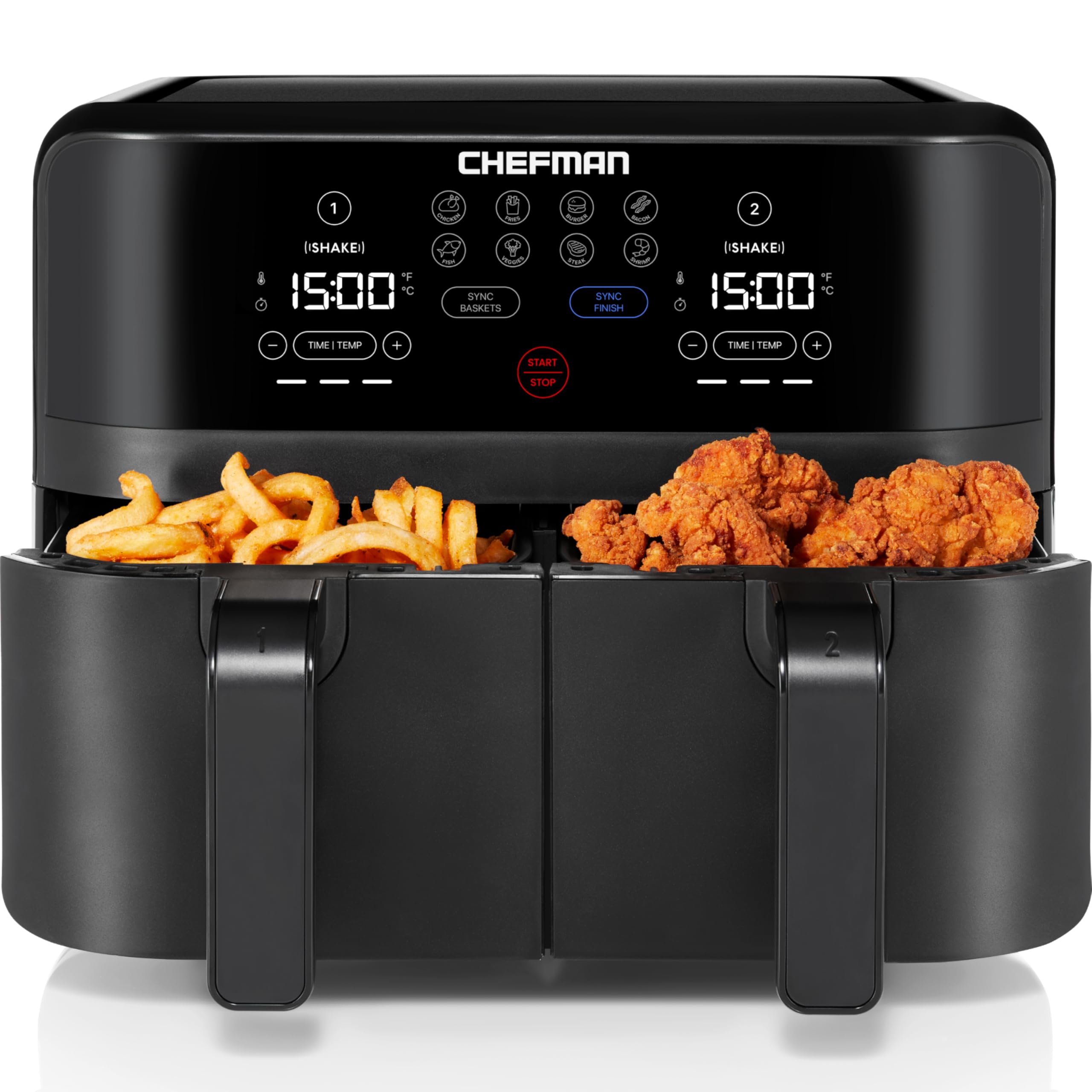 Chefman TurboFry 9-Qt. Dual-Basket Air Fryer with Sync Finish, One-Touch Digital Control, & Shake Reminder for Quick, Healthy, Family-Sized Meals, Black 🍁 All In One Marketplace Canada