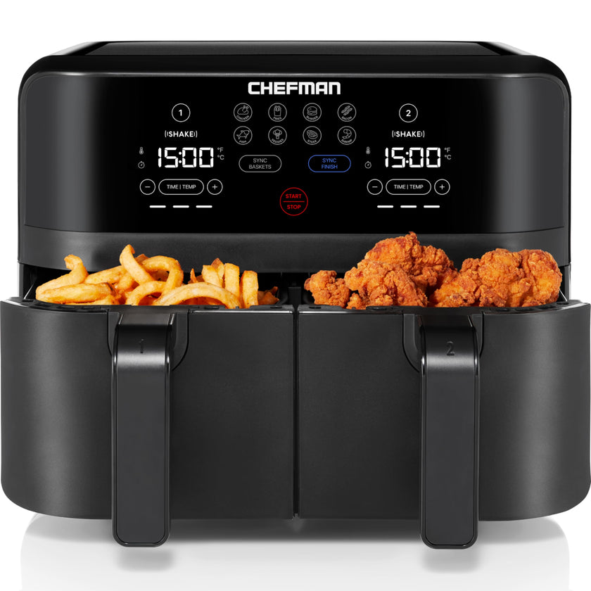 Chefman TurboFry 9-Qt. Dual-Basket Air Fryer with Sync Finish, One-Touch Digital Control, & Shake Reminder for Quick, Healthy, Family-Sized Meals, Black 🍁 All In One Marketplace Canada