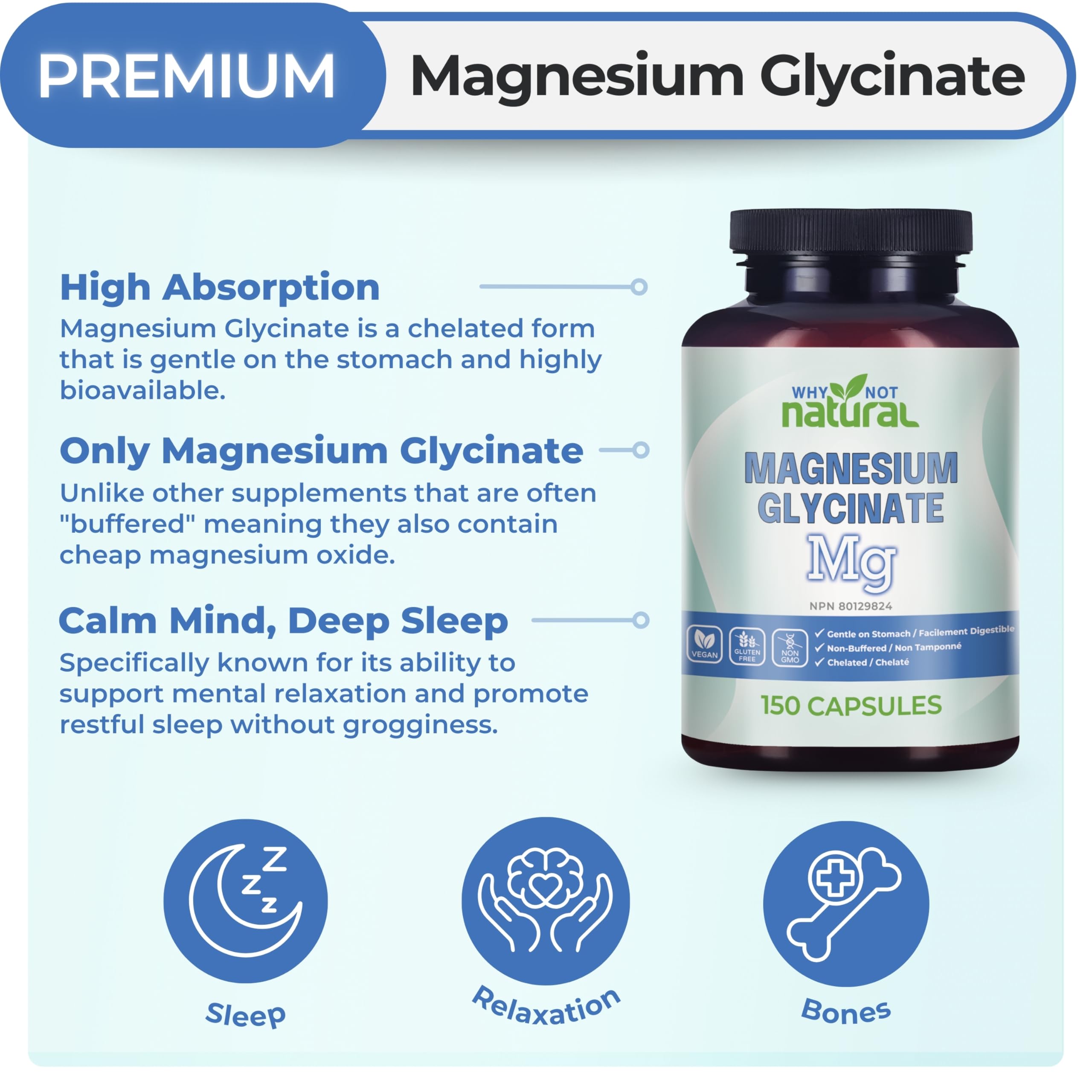Magnesium Glycinate Capsules Supplement - Vegan, No Filler - Supports Sleep and Relaxation 🍁 All In One Marketplace Canada
