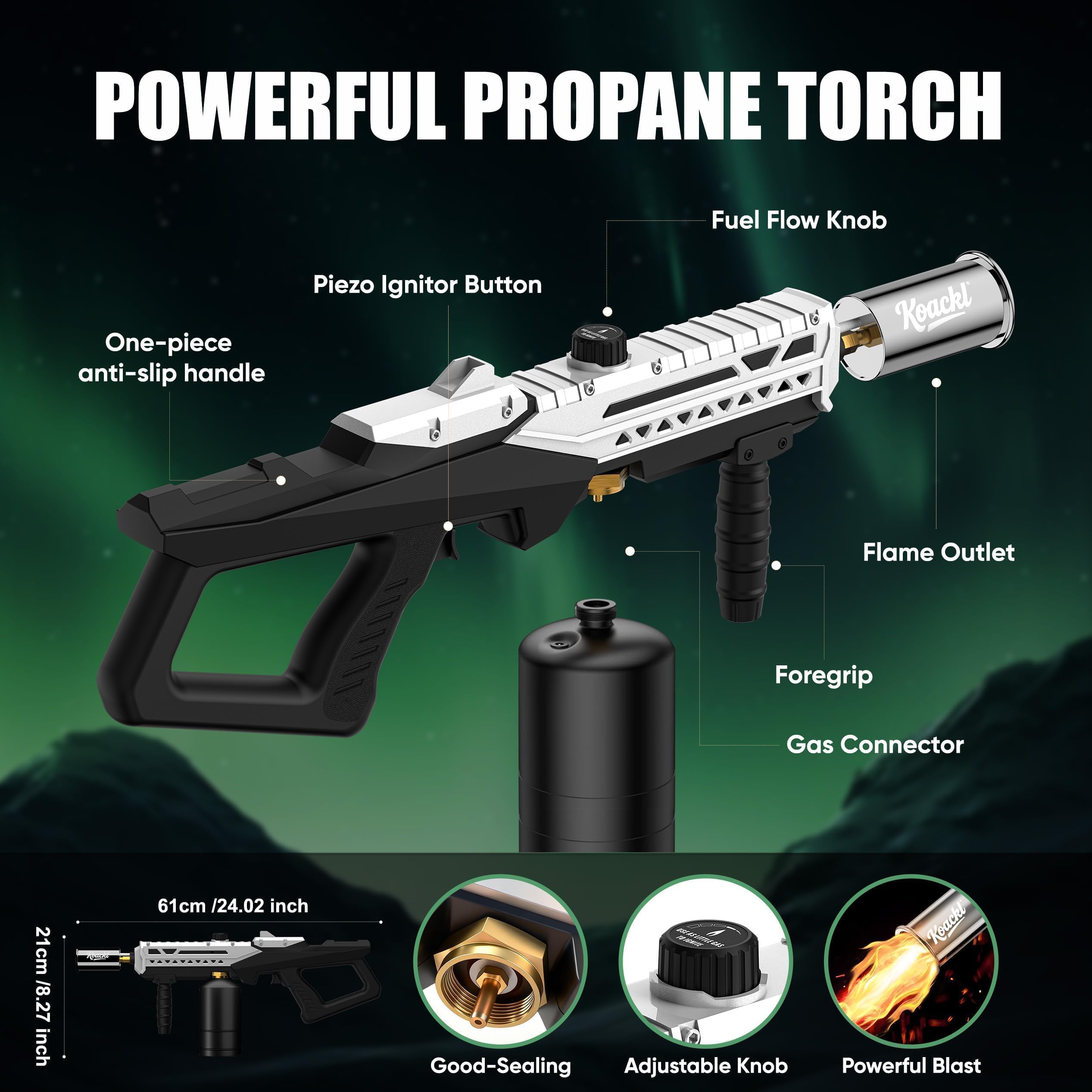 KOACKL Propane Torch Gun - Propane Torch Head with Igniter, Adjustable Flamethrower Blow Torch for BBQ, Searing Steak, Barbecue Tools, Meat Smoker, Cooking, Grill & Charcoal Starter 🍁 All In One Marketplace Canada