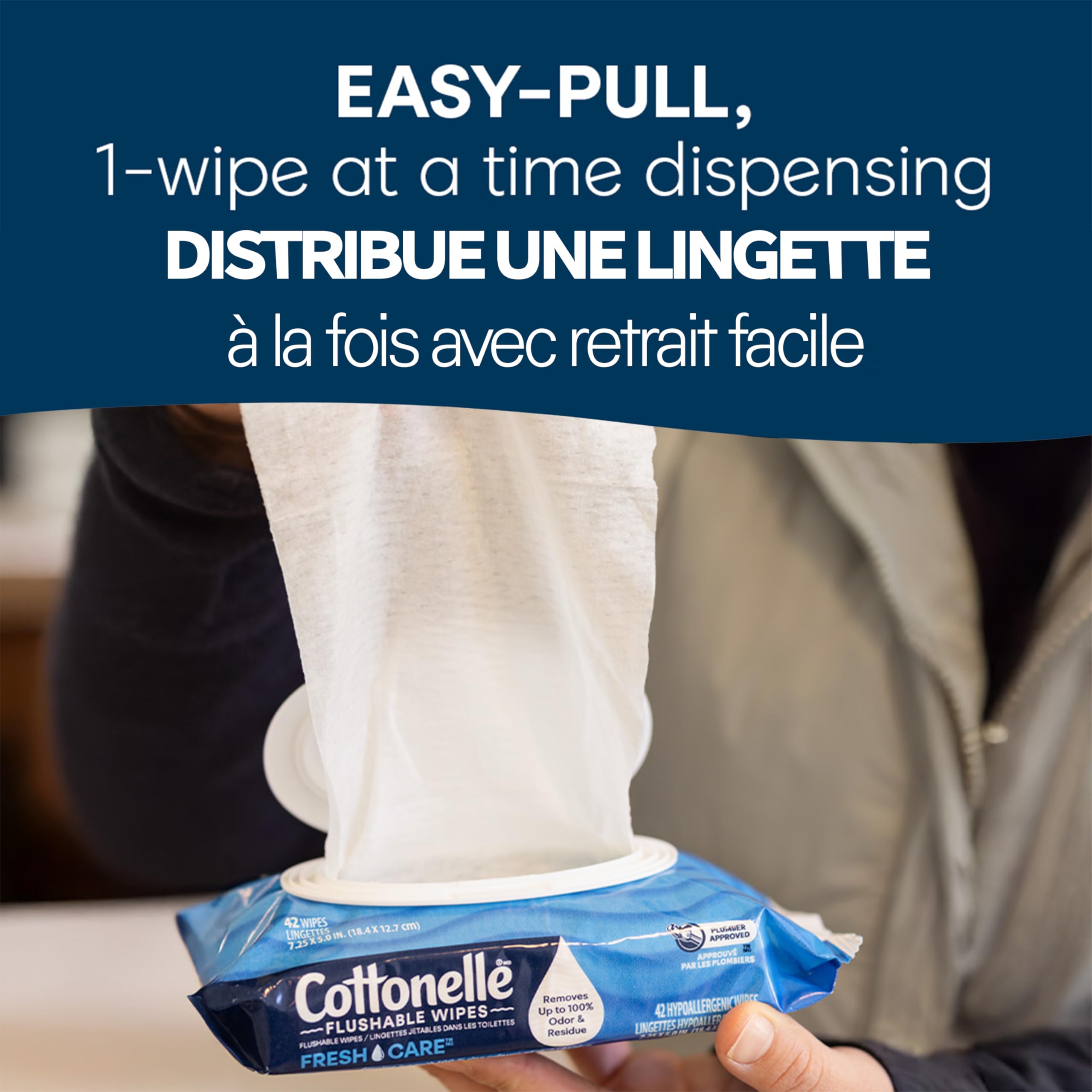 Flushable Wet Wipes; Cottonelle FreshCare; Biodegradable & Septic Safe; 8 Flip-Top Packs of 42 (336 Wipes) 🍁 All In One Marketplace Canada
