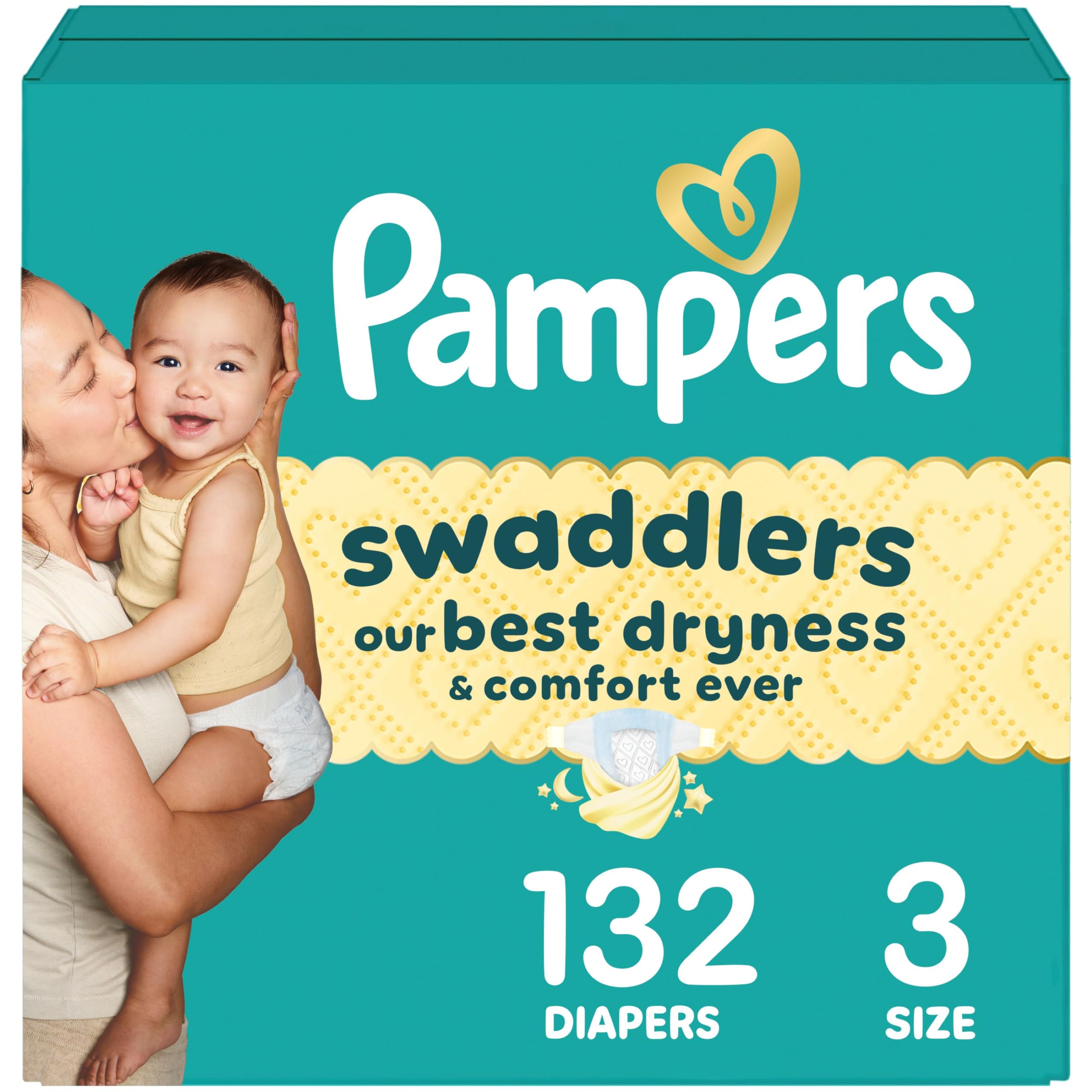 Pampers Swaddlers Diapers, Size 3, Absorbent, Keeps Baby Dry and Comfortable, Skin Safe Disposable Baby Diaper, 1 Pack (Count of 132) 🍁 All In One Marketplace Canada