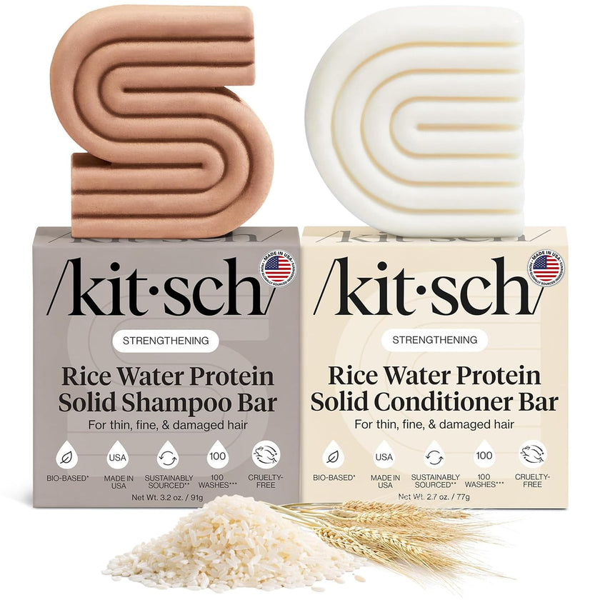 Kitsch Rice Water Protein Solid Shampoo and Conditioner Set for Hair Growth – Strengthening Hair Care Duo w/Rice Protein & Vitamins for Damage Repair – Paraben, Sulfate & Silicone Free – 2 Pack 🍁 All In One Marketplace Canada