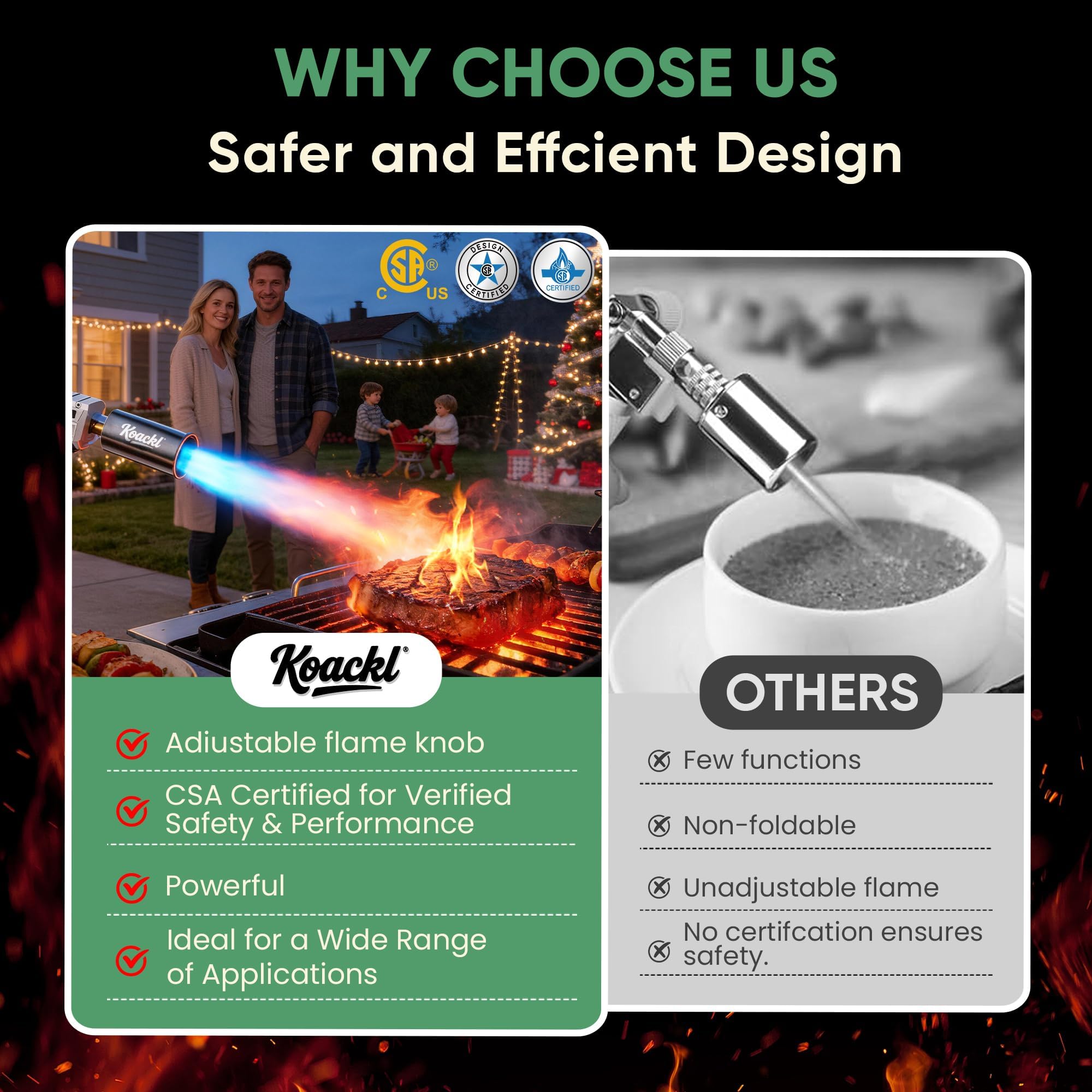 KOACKL Propane Torch Gun - Propane Torch Head with Igniter, Adjustable Flamethrower Blow Torch for BBQ, Searing Steak, Barbecue Tools, Meat Smoker, Cooking, Grill & Charcoal Starter 🍁 All In One Marketplace Canada