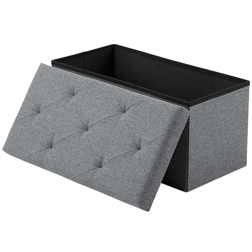 Sweetcrispy Folding Storage Ottoman Bench, Light Grey, Entryway Bench for Living Room, Ottomans with Storage for Bedroom, Heavy Duty 660 lbs Load Capacity, Linen Footrest Seat 🍁 All In One Marketplace Canada