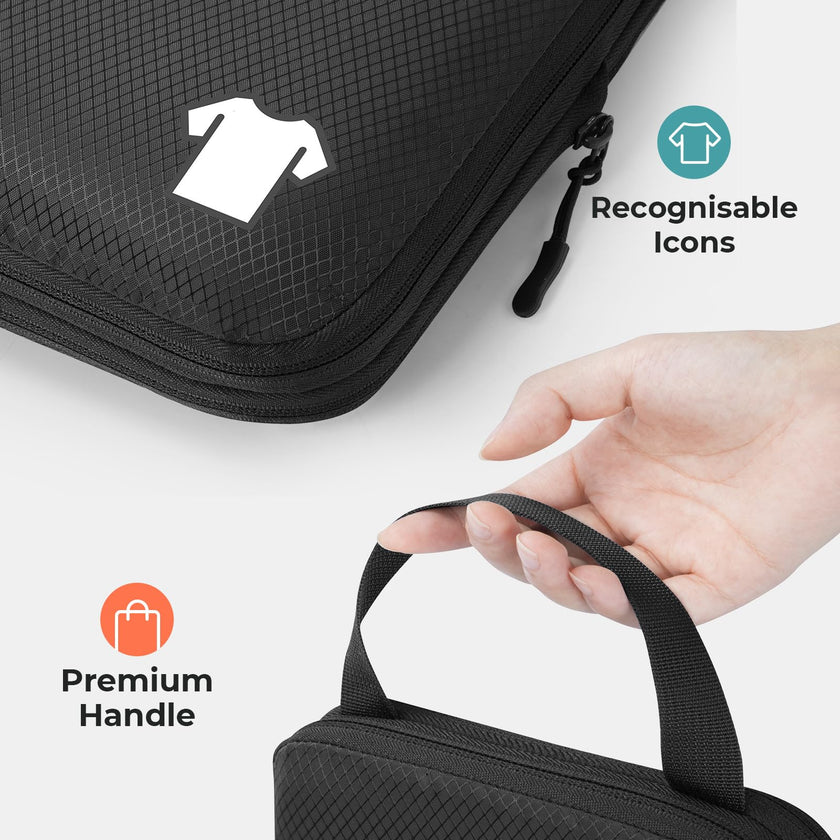 Compression Packing Cubes for Suitcases, Ultralight Packing Cubes for Backpack Waterproof Luggage Packing Organizers Expandable Packing Cubes for Travel Accessories and Essentials 8 Set Black 🍁 All In One Marketplace Canada