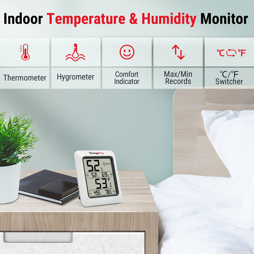 TempPro TP50 Digital Hygrometer Indoor Thermometer with Max/Min Records Room Thermometer and Humidity Monitor with Large LCD Display (Previously ThermoPro) 🍁 All In One Marketplace Canada