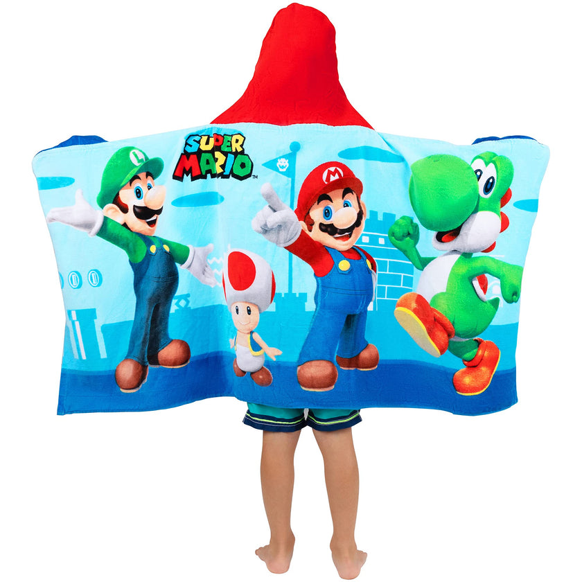 Franco Kids Bath and Beach Super Soft Cotton Hooded Towel Wrap, 24 in x 50 in, Super Mario 🍁 All In One Marketplace Canada