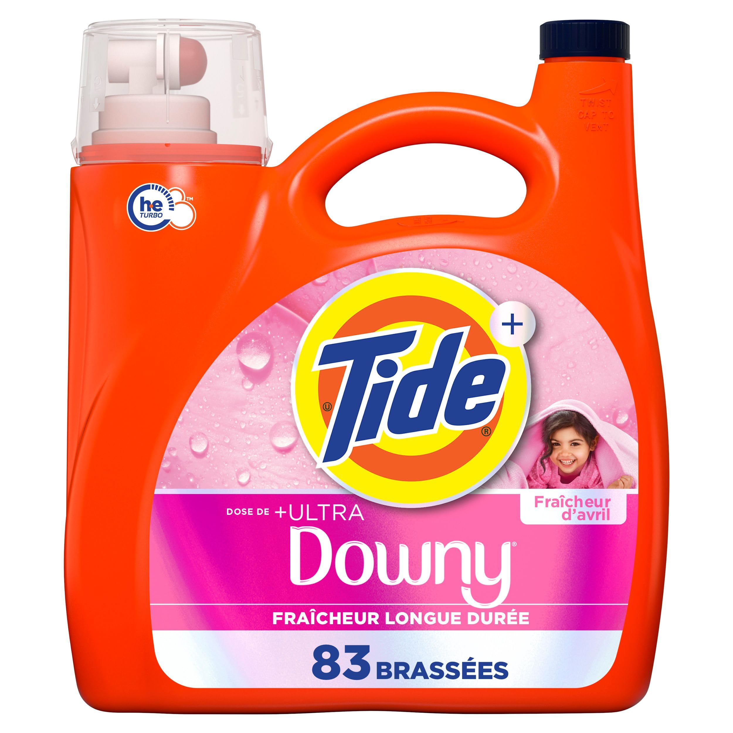 Tide Plus Boost of Ultra Downy Liquid Laundry Detergent, April Fresh Scent, 83 Loads, Laundry Detergent Liquid with Long-Lasting Freshness, 3.4 L 🍁 All In One Marketplace Canada