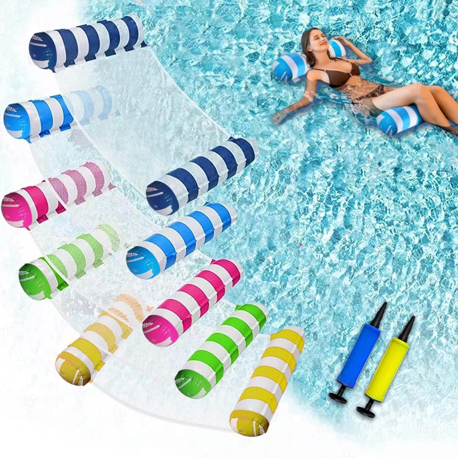 5 Pack XL Pool Floats Adult Size, 4-in-1 (Hammock, Saddle, Lounge Chair, Drifter) Multi-Purpose Water Pool Float, Non-Stick PVC Material (5 Pack) 🍁 All In One Marketplace Canada