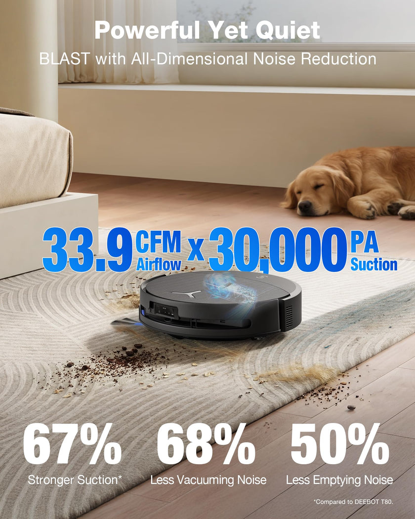 ECOVACS DEEBOT T90 PRO OMNI Robot Vacuum and Mop, 30,000Pa Suction, Instant Self-Cleaning OZMO Roller Mop, TruEdge Deep Edge Cleaning, ZeroTangle, Hot Water Wash & 145°F Air Dry, AI Obstacle Avoidance 🍁 All In One Marketplace Canada