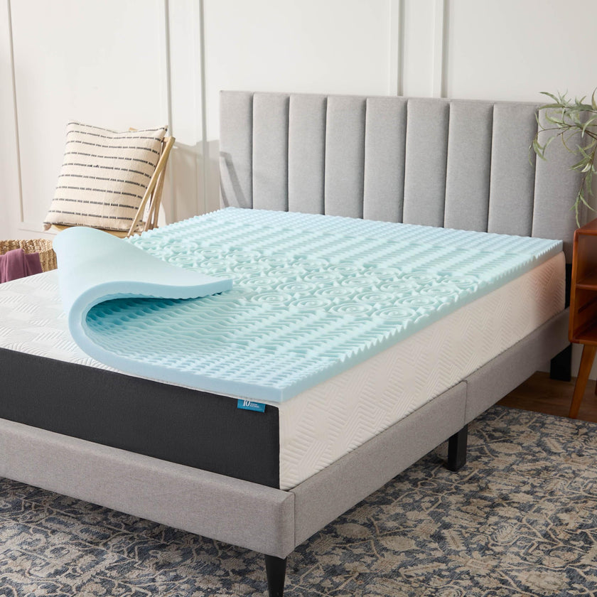 LUCID 2 Inch Gel Memory Foam Plush - Cooling Targeted Convoluted Comfort Zones Mattress Topper - Full 🍁 All In One Marketplace Canada