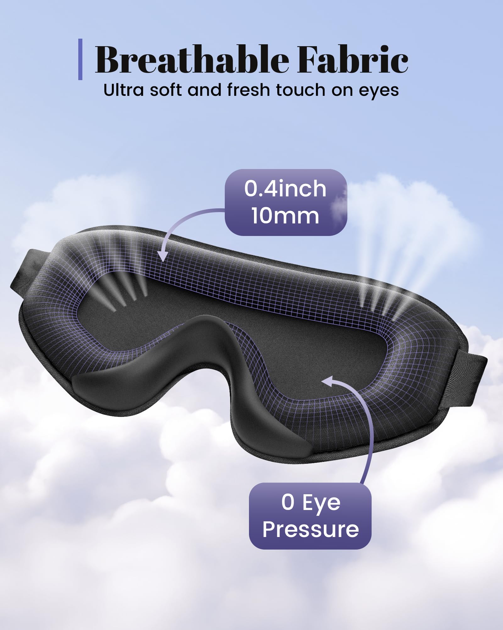 WAOAW Sleep Mask Travel Essentials - 3D Blackout Eye Mask for Sleeping - Soft Breathable Adjustable Light Blocking Eye Covers for Men and Women - Comfortable Night Mask for Travel Flight (Black) 🍁 All In One Marketplace Canada