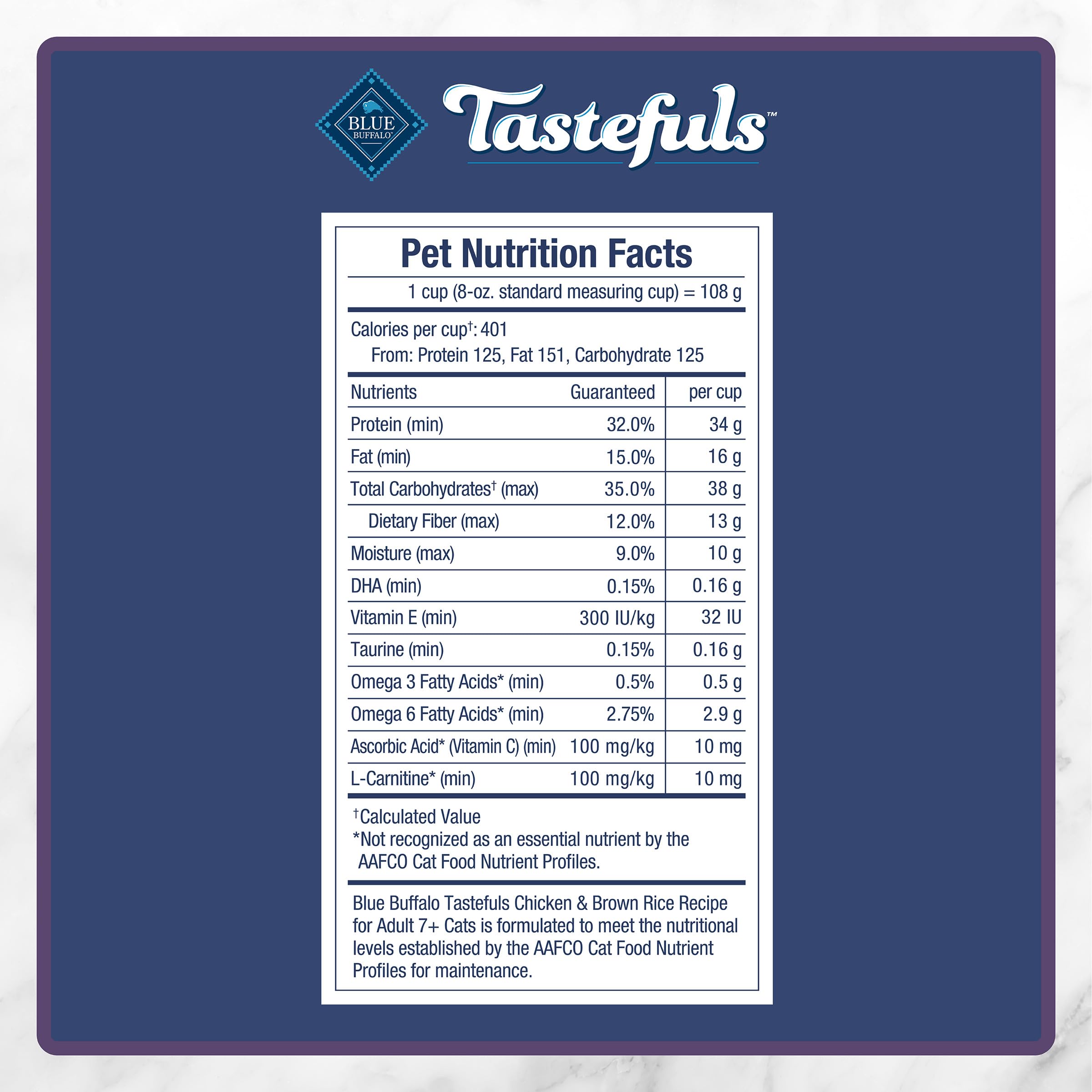 Blue Buffalo Tastefuls Chicken & Brown Rice Recipe Mature Dry Cat Food for Adult Cats 7+, Real Chicken First, Deliciously Healthy Natural Senior Cat Food with Fish Oil & Natural Ingredients, 3.1kg 🍁 All In One Marketplace Canada