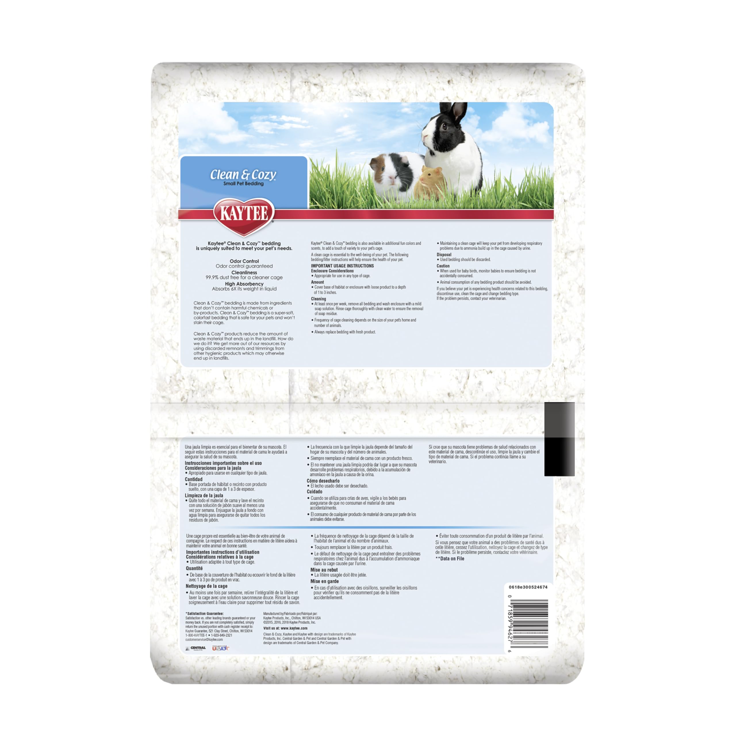 Kaytee Clean & Cozy White Bedding Pet For Guinea Pigs, Rabbits, Hamsters, Gerbils, and Chinchillas, 49.2 Liters 🍁 All In One Marketplace Canada