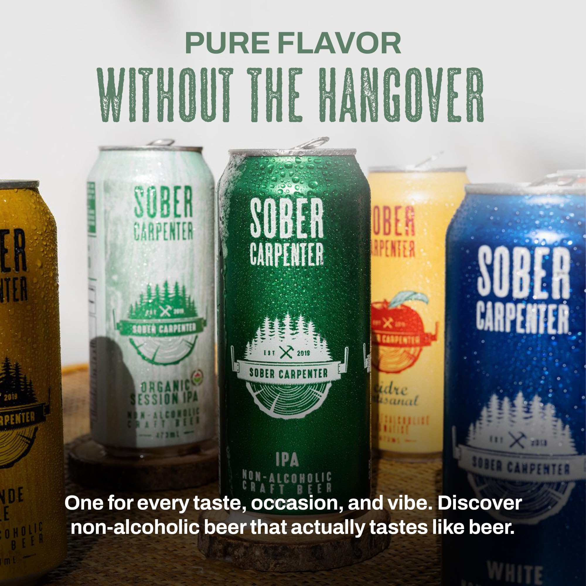 SOBER CARPENTER - DDH Hazy IPA Beer (Craft), All-Occasion Non Alcoholic Beer (with Lactose), Non Alcoholic Spirits & Alcohol Alternative, Low Calorie Drink with 70 Calories, Pack of 12 (16 oz Ea) 🍁 All In One Marketplace Canada