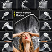 Rain Shower Head with Handheld High Pressure Rainfall Shower Heads with Handheld Spray Combo Adjustable one-piece Stand daul Shower Head Built-in Magnetic Docking and Power Jets（Sliver） 🍁 All In One Marketplace Canada
