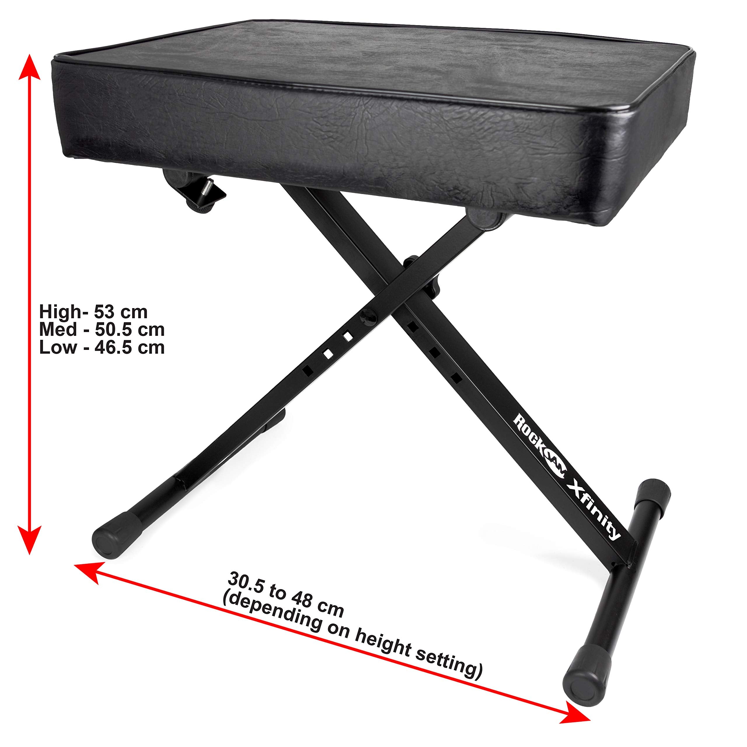 RockJam KB100 Adjustable Padded Keyboard Bench, X-Style, Black 🍁 All In One Marketplace Canada