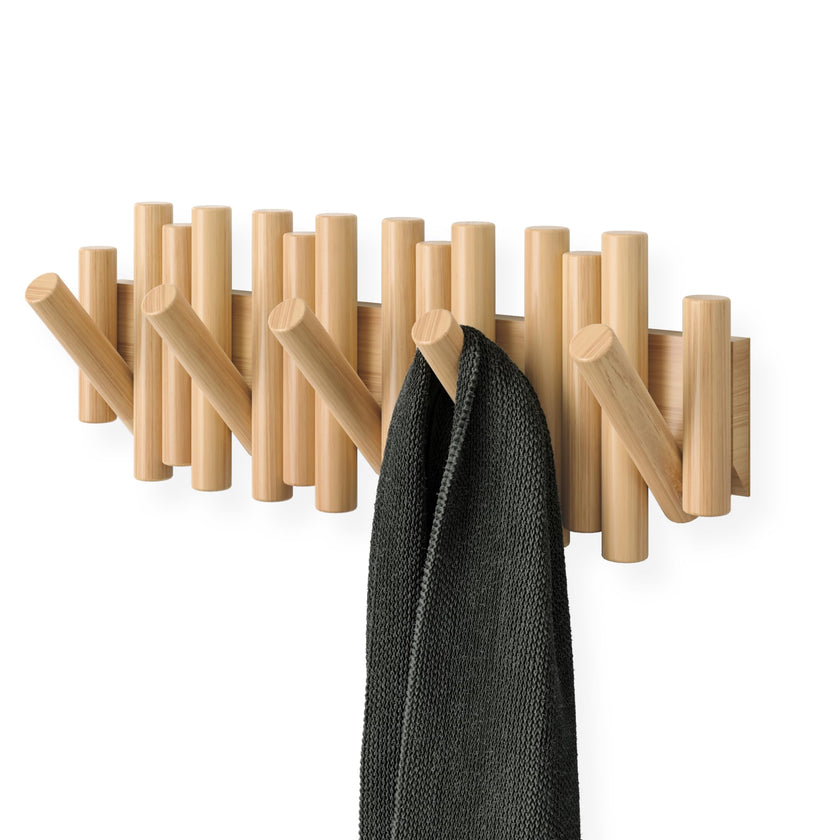 Umbra Picket Coat Rack Wall Mount – 5 Flip-Down Wood Coat Hooks, Modern & Functional Storage, Easy Install Wall Hooks, Natural 🍁 All In One Marketplace Canada
