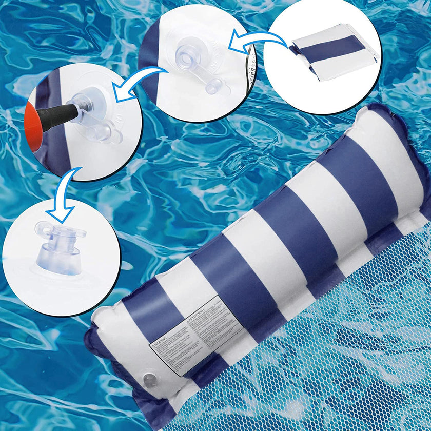 Meegoo Pool Floaties for Adults, 2 Pack Inflatable Water Hammock with Bottom Mesh, Fun Swimming Pool Float Chair, Beach Essentials for Vacation Travel, Heavy Duty Lake Inflatable Lounger Rest 🍁 All In One Marketplace Canada
