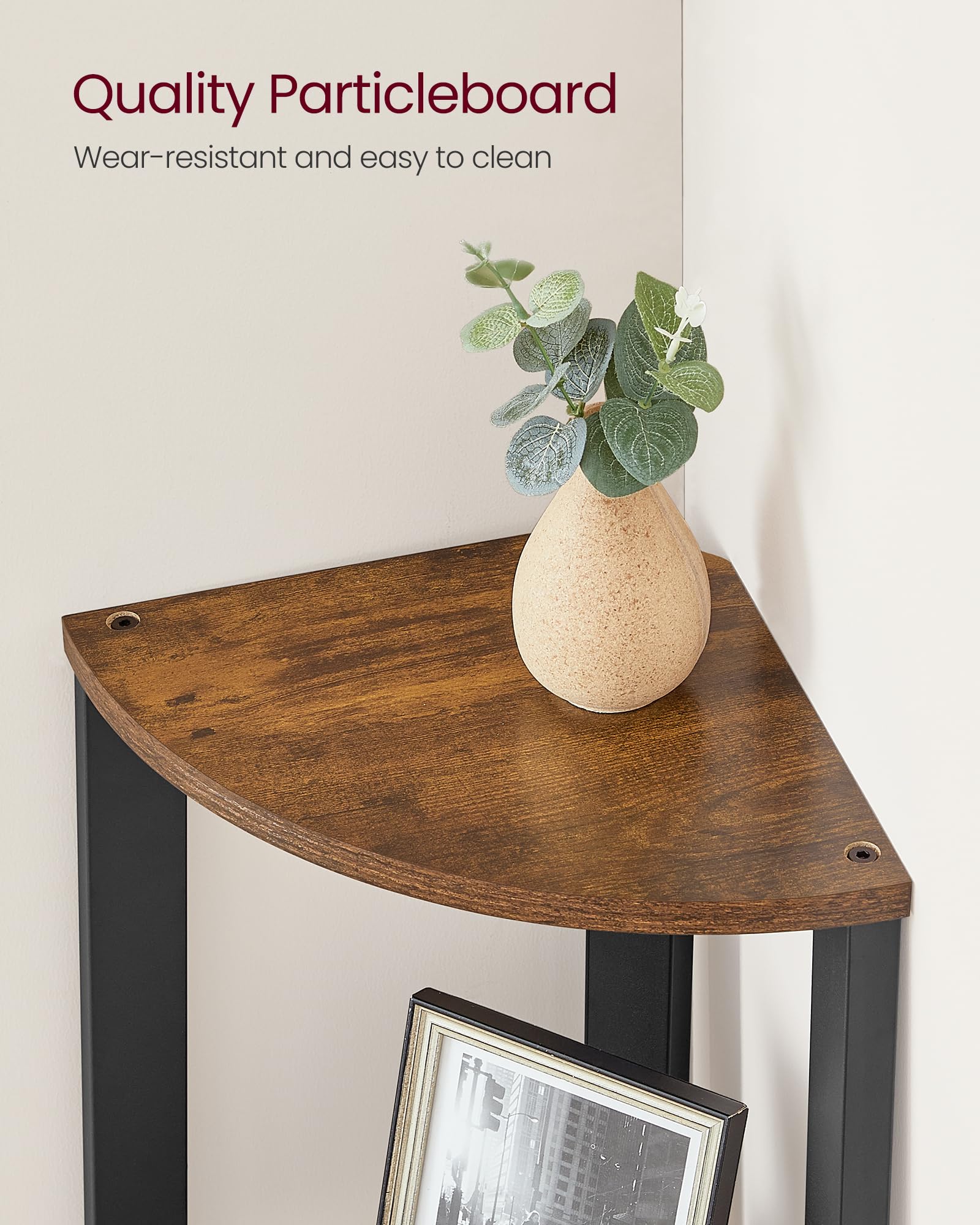 VASAGLE Corner Shelf Stand, 4-Tier Corner Bookshelf, Industrial Ladder Shelf, Plant Stand for Living Room, Office, Kitchen, Rustic Brown and Matte Black ULLS34X 🍁 All In One Marketplace Canada