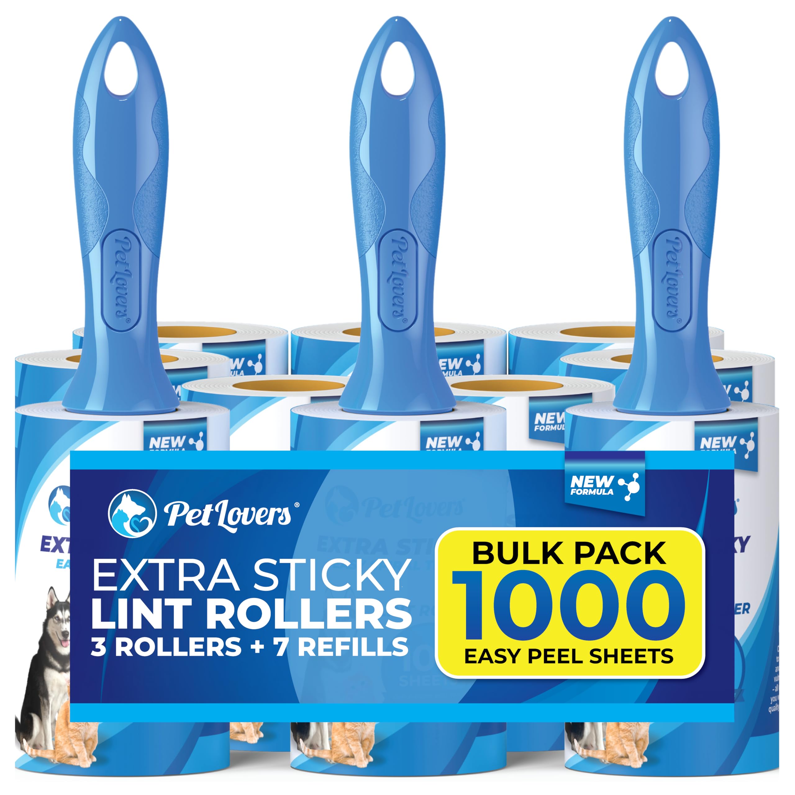 PetLovers Extra Sticky Lint Roller Bulk Value Set 3 Rollers 7 Refills 1,000 Sheets for Pet Hair Removal, Dog and Cat Lint Remover 🍁 All In One Marketplace Canada