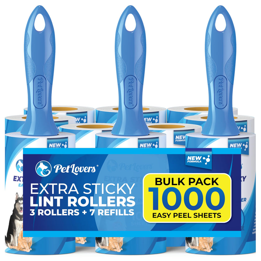 PetLovers Extra Sticky Lint Roller Bulk Value Set 3 Rollers 7 Refills 1,000 Sheets for Pet Hair Removal, Dog and Cat Lint Remover 🍁 All In One Marketplace Canada